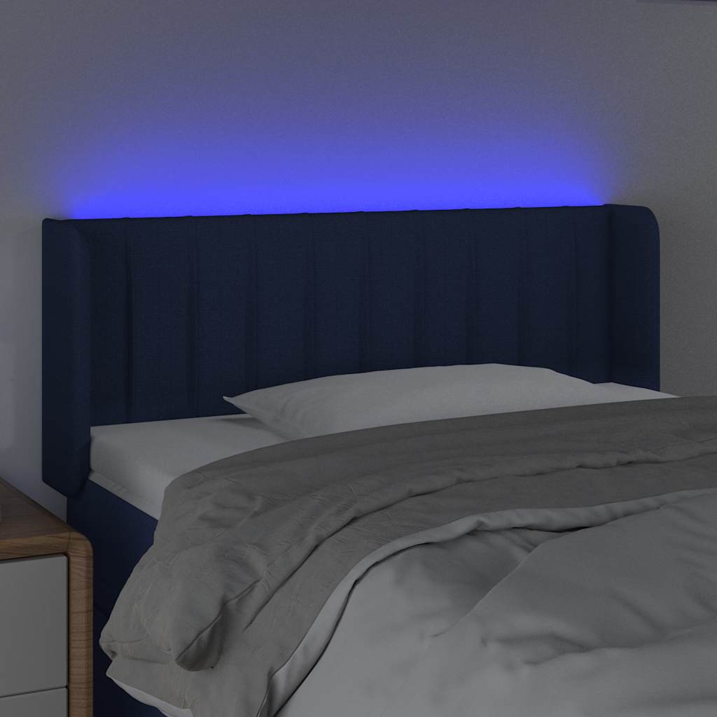 Vidaxl hoofdbord led 83x16x78 88 cm stof blauw