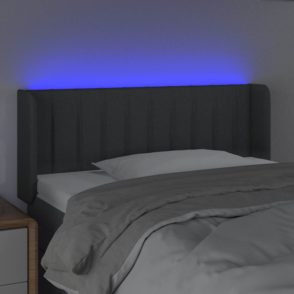 Vidaxl hoofdbord led 103x16x78 88 cm stof donkergrijs