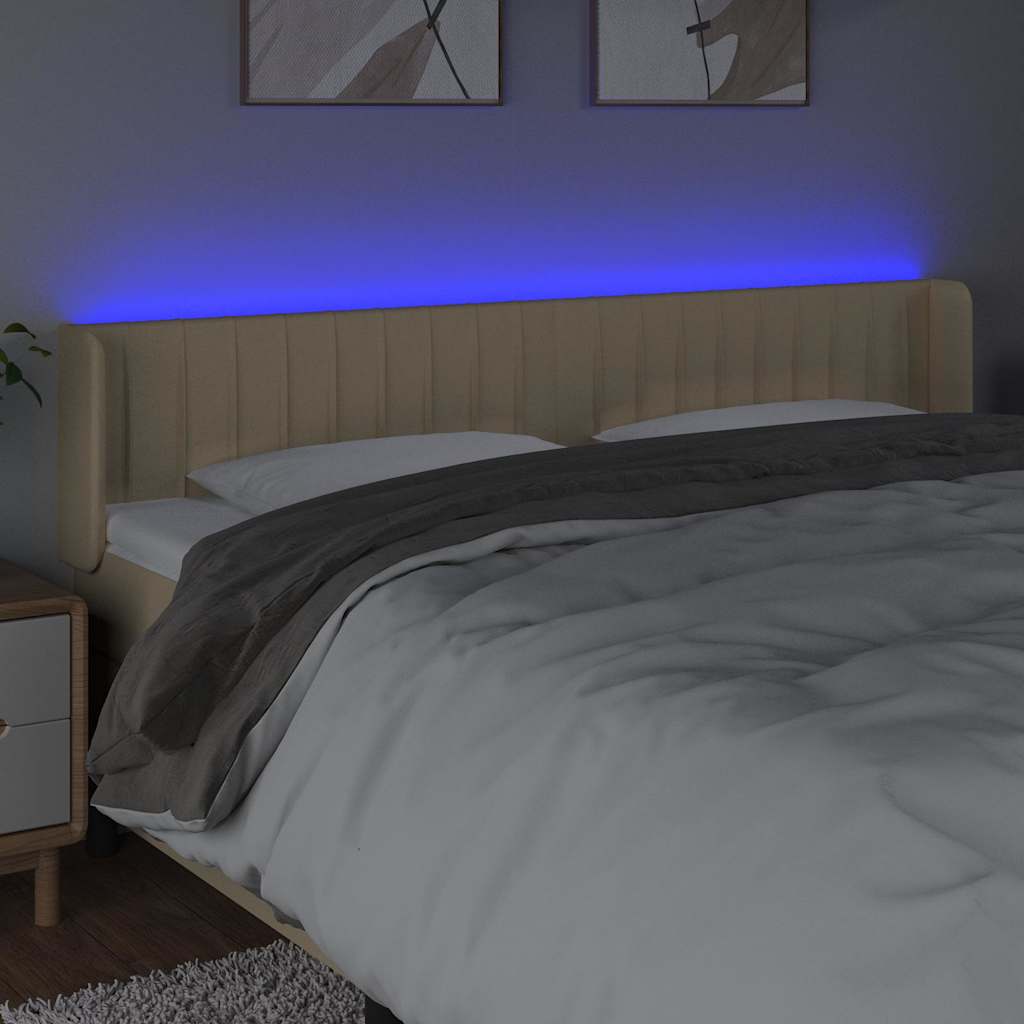 Vidaxl hoofdbord led 163x16x78 88 cm stof crèmekleurig