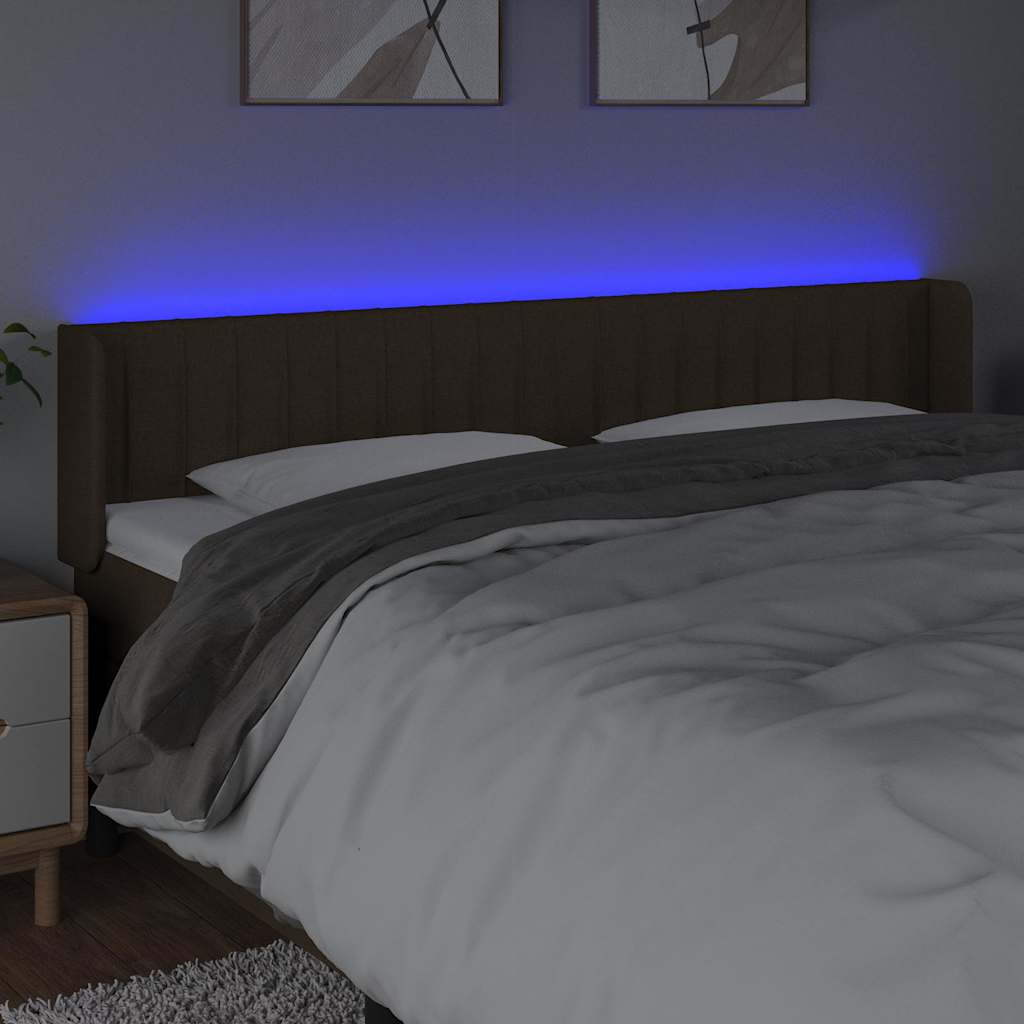 Vidaxl hoofdbord led 203x16x78 88 cm stof donkerbruin
