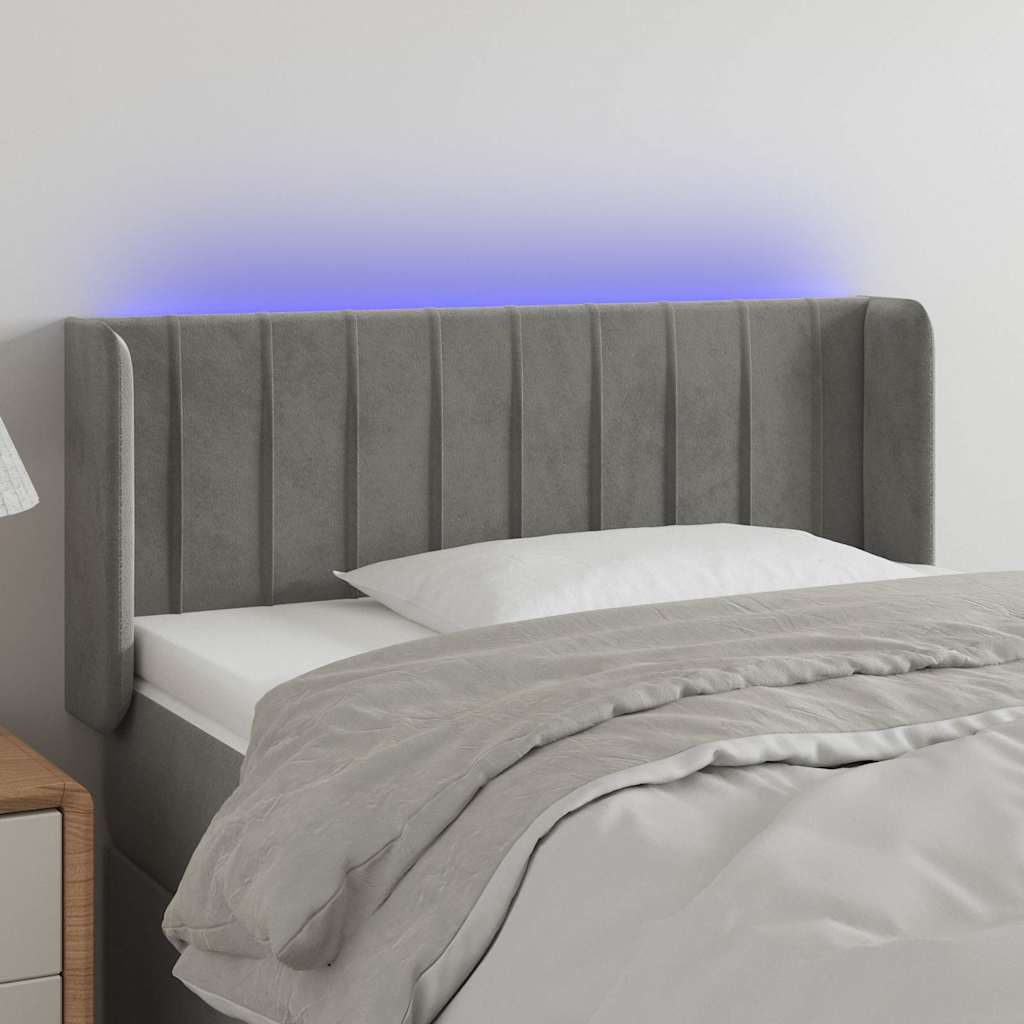 Vidaxl hoofdbord led 83x16x78 88 cm fluweel lichtgrijs