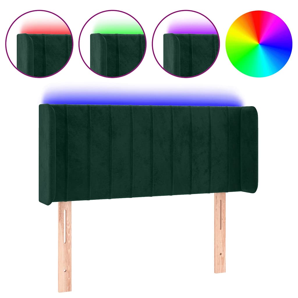 Vidaxl hoofdbord led 83x16x78 88 cm fluweel donkergroen