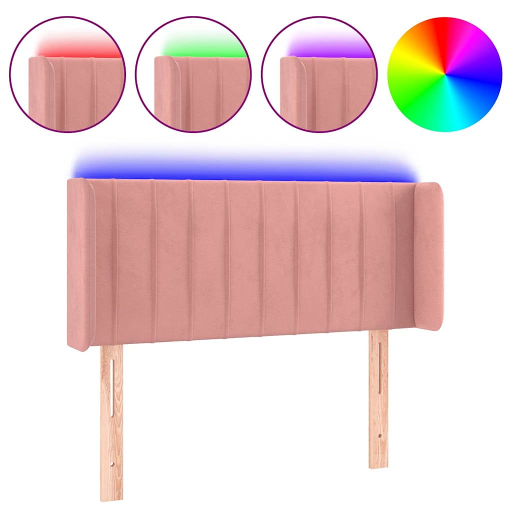 Vidaxl hoofdbord led 83x16x78 88 cm fluweel roze