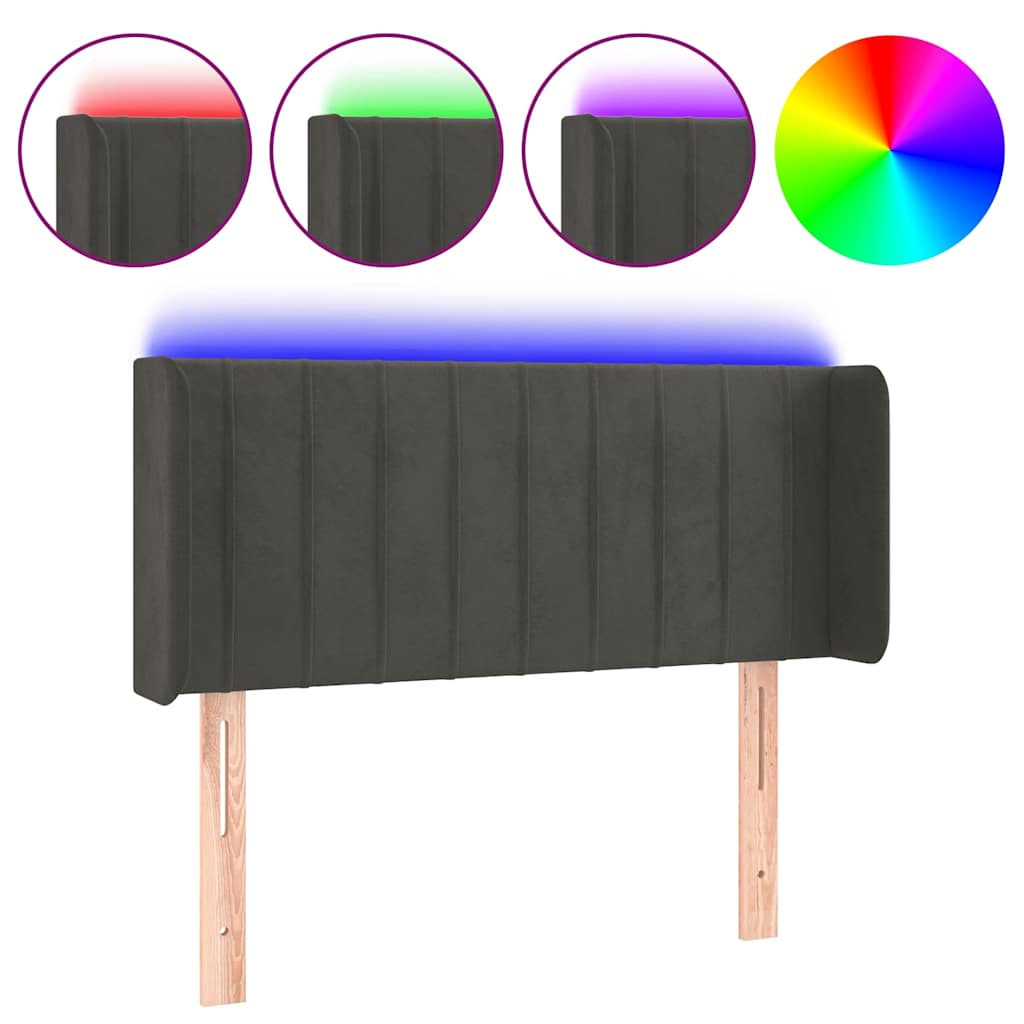 Vidaxl hoofdbord led 93x16x78 88 cm fluweel donkergrijs