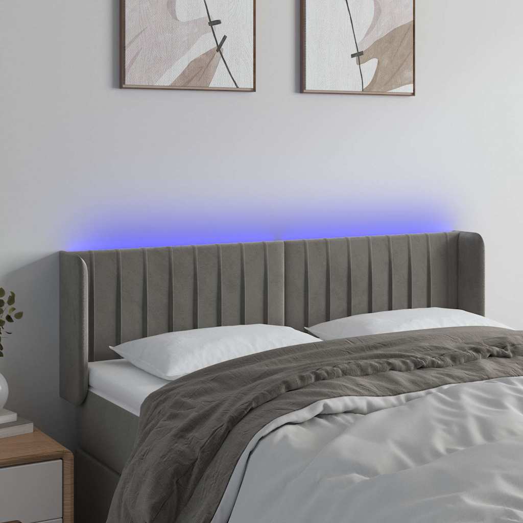 Vidaxl hoofdbord led 147x16x78 88 cm fluweel lichtgrijs