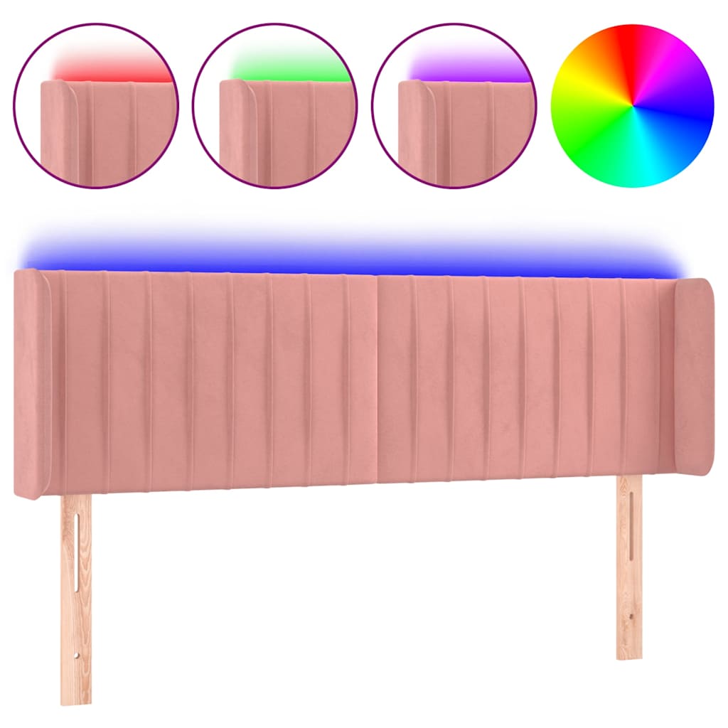 Vidaxl hoofdbord led 147x16x78 88 cm fluweel roze