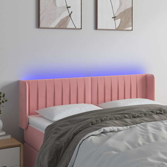 Vidaxl hoofdbord led 147x16x78 88 cm fluweel roze