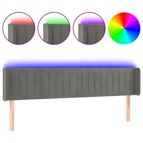 Vidaxl hoofdbord led 163x16x78 88 cm fluweel donkergrijs