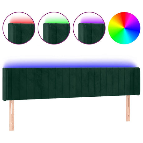 Vidaxl hoofdbord led 163x16x78 88 cm fluweel donkergroen