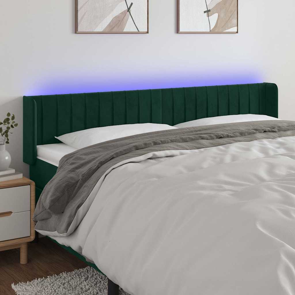 Vidaxl hoofdbord led 163x16x78 88 cm fluweel donkergroen