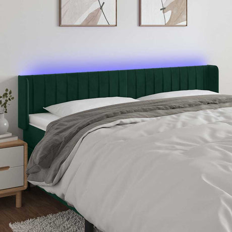 Vidaxl hoofdbord led 163x16x78 88 cm fluweel donkergroen