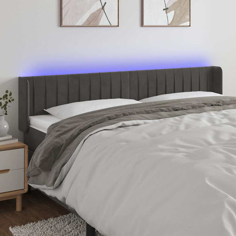 Vidaxl hoofdbord led 203x16x78 88 cm fluweel donkergrijs