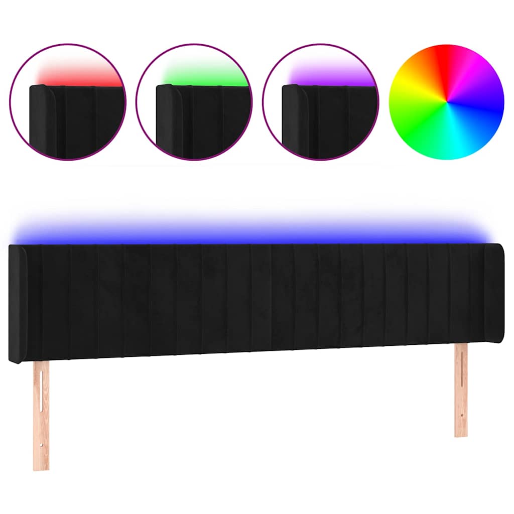 Vidaxl hoofdbord led 203x16x78 88 cm fluweel zwart