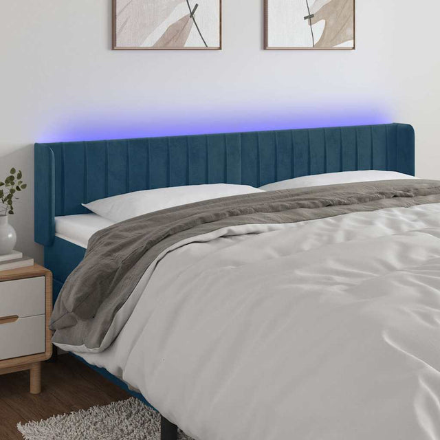 Vidaxl hoofdbord led 203x16x78 88 cm fluweel donkerblauw