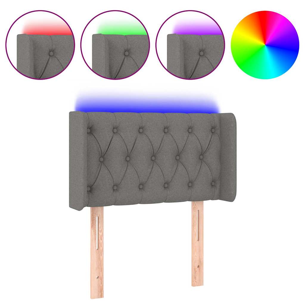 Vidaxl hoofdbord led 83x16x78 88 cm stof donkergrijs