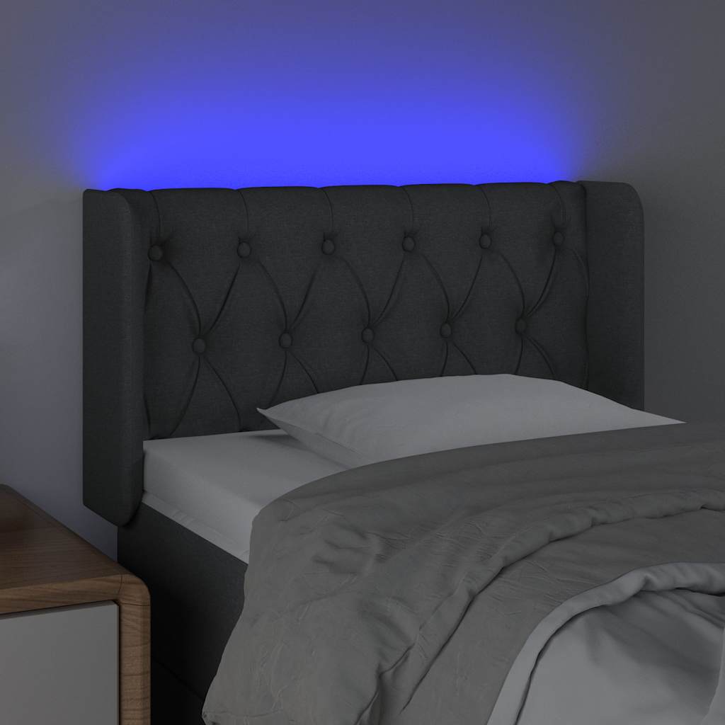 Vidaxl hoofdbord led 83x16x78 88 cm stof donkergrijs