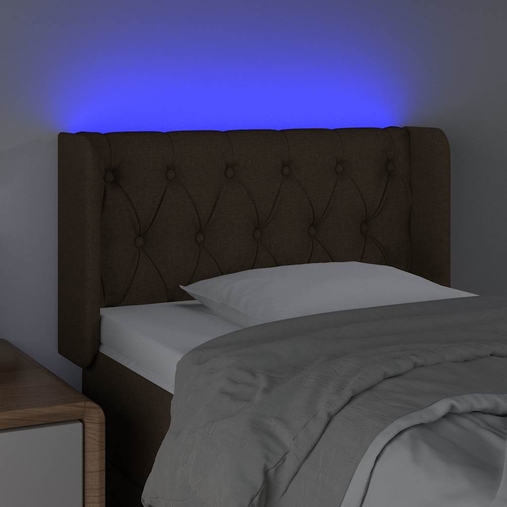 Vidaxl hoofdbord led 83x16x78 88 cm stof donkerbruin