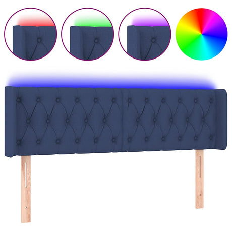 Vidaxl hoofdbord led 147x16x78 88 cm stof blauw