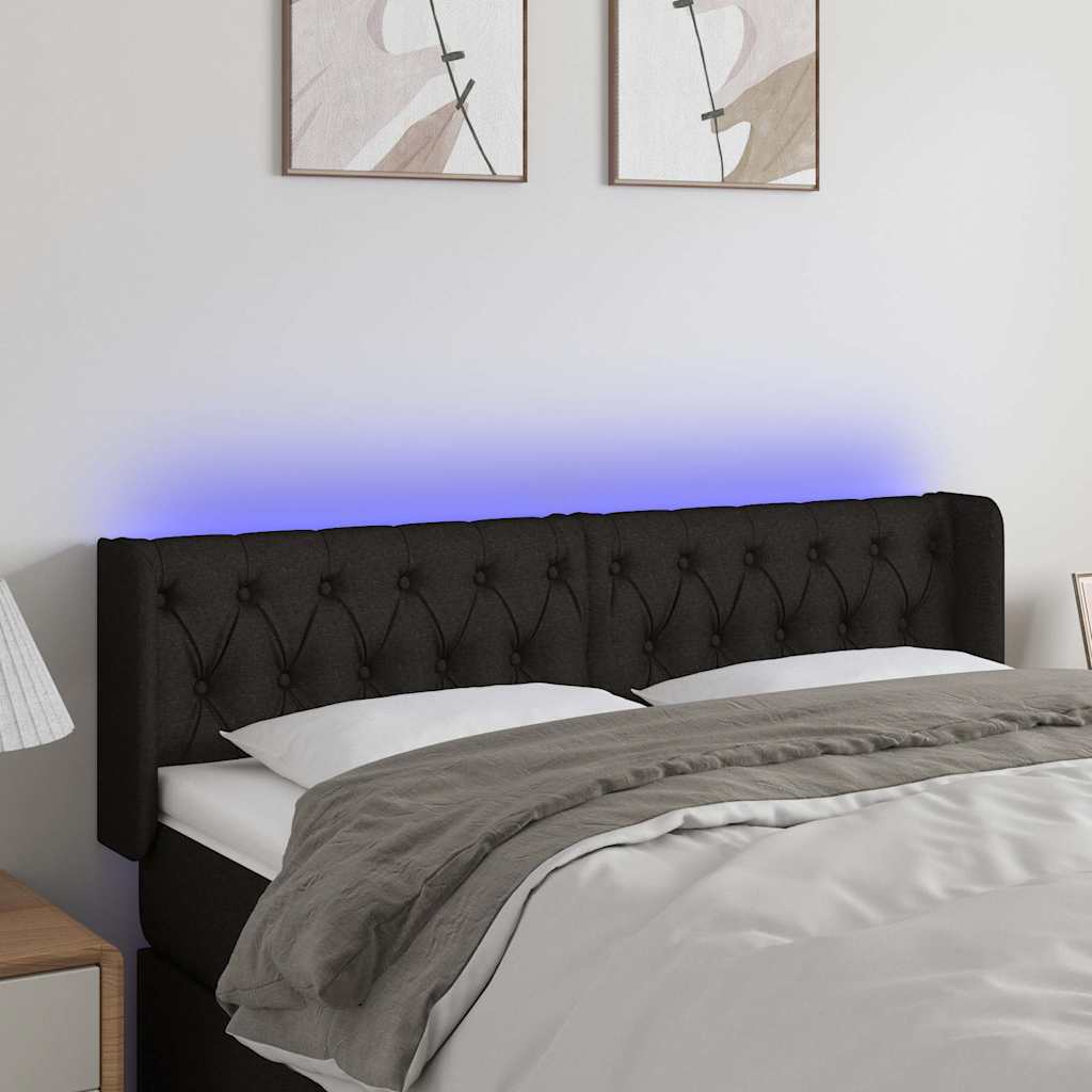 Vidaxl hoofdbord led 163x16x78 88 cm stof zwart