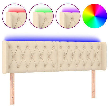 Vidaxl hoofdbord led 163x16x78 88 cm stof crèmekleurig