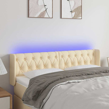 Vidaxl hoofdbord led 163x16x78 88 cm stof crèmekleurig