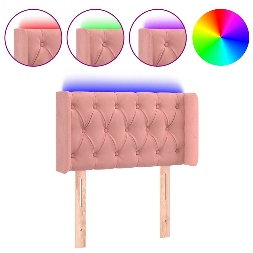 Vidaxl hoofdbord led 83x16x78 88 cm fluweel roze