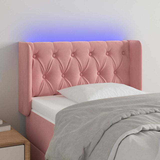 Vidaxl hoofdbord led 83x16x78 88 cm fluweel roze