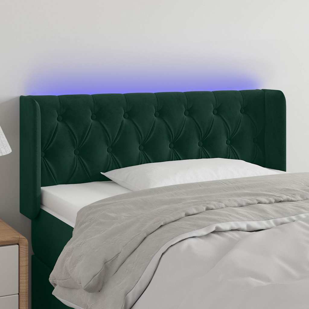 Vidaxl hoofdbord led 93x16x78 88 cm fluweel donkergroen