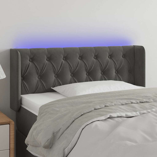 Vidaxl hoofdbord led 103x16x78 88 cm fluweel donkergrijs