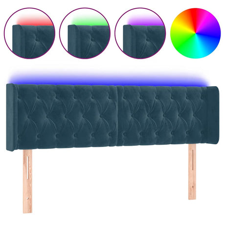 Vidaxl hoofdbord led 147x16x78 88 cm fluweel donkerblauw