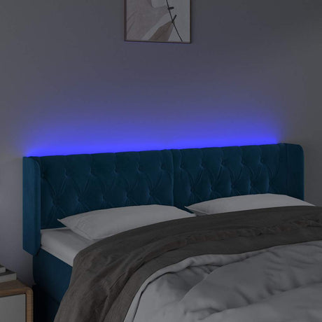 Vidaxl hoofdbord led 147x16x78 88 cm fluweel donkerblauw