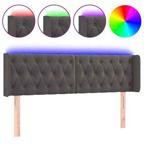 Vidaxl hoofdbord led 163x16x78 88 cm fluweel donkergrijs