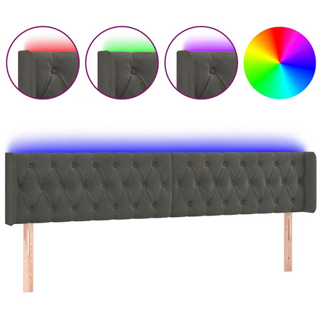 Vidaxl hoofdbord led 183x16x78 88 cm fluweel donkergrijs