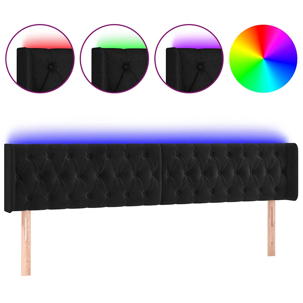 Vidaxl hoofdbord led 183x16x78 88 cm fluweel zwart
