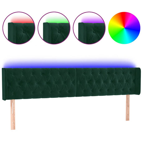 Vidaxl hoofdbord led 183x16x78 88 cm fluweel donkergroen