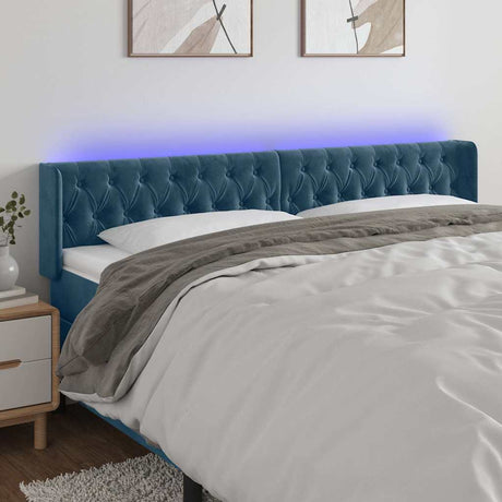 Vidaxl hoofdbord led 183x16x78 88 cm fluweel donkerblauw