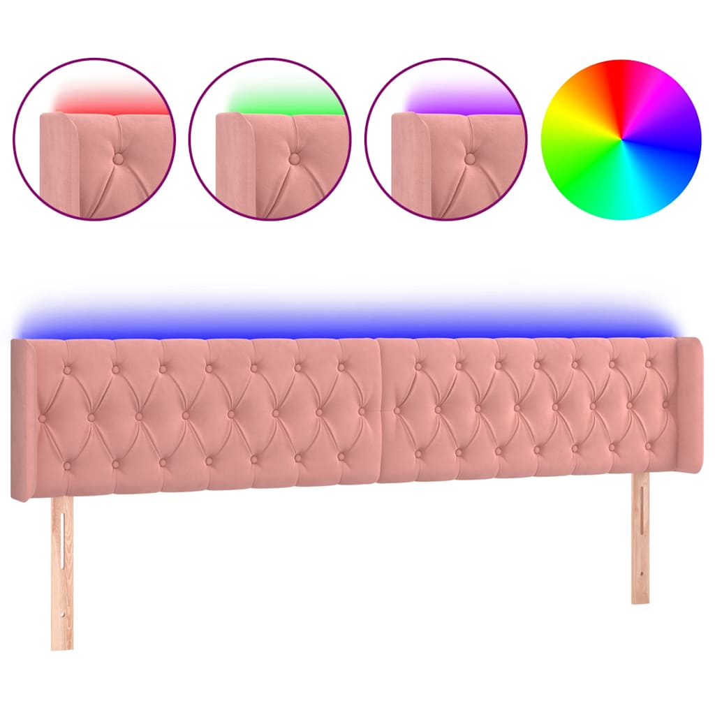 Vidaxl hoofdbord led 183x16x78 88 cm fluweel roze