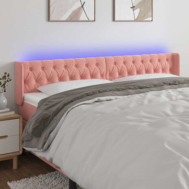 Vidaxl hoofdbord led 183x16x78 88 cm fluweel roze