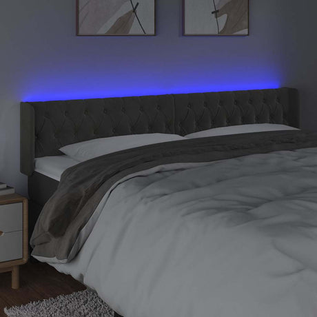 Vidaxl hoofdbord led 203x16x78 88 cm fluweel donkergrijs