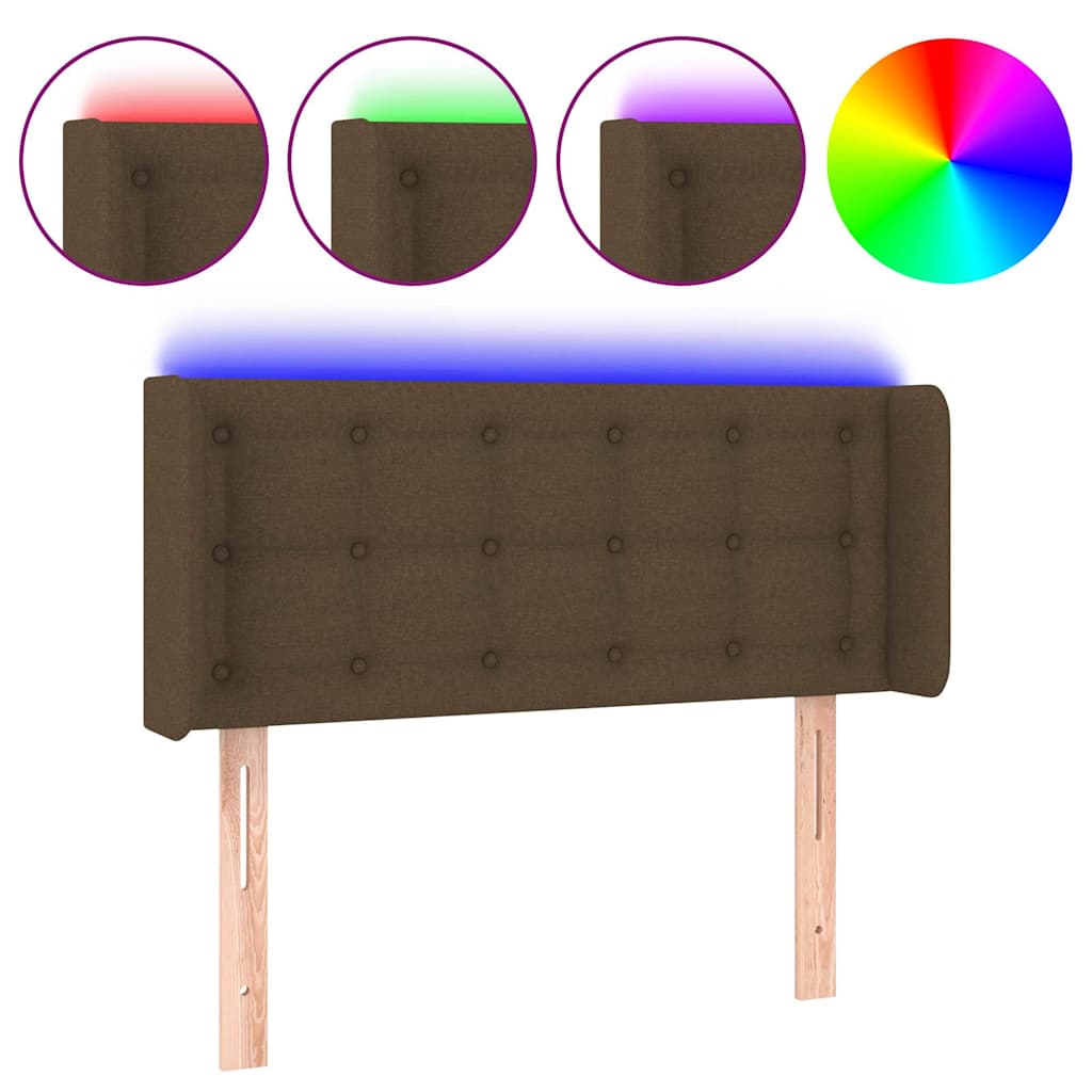 Vidaxl hoofdbord led 83x16x78 88 cm stof donkerbruin