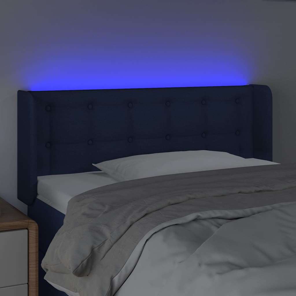 Vidaxl hoofdbord led 93x16x78 88 cm stof blauw