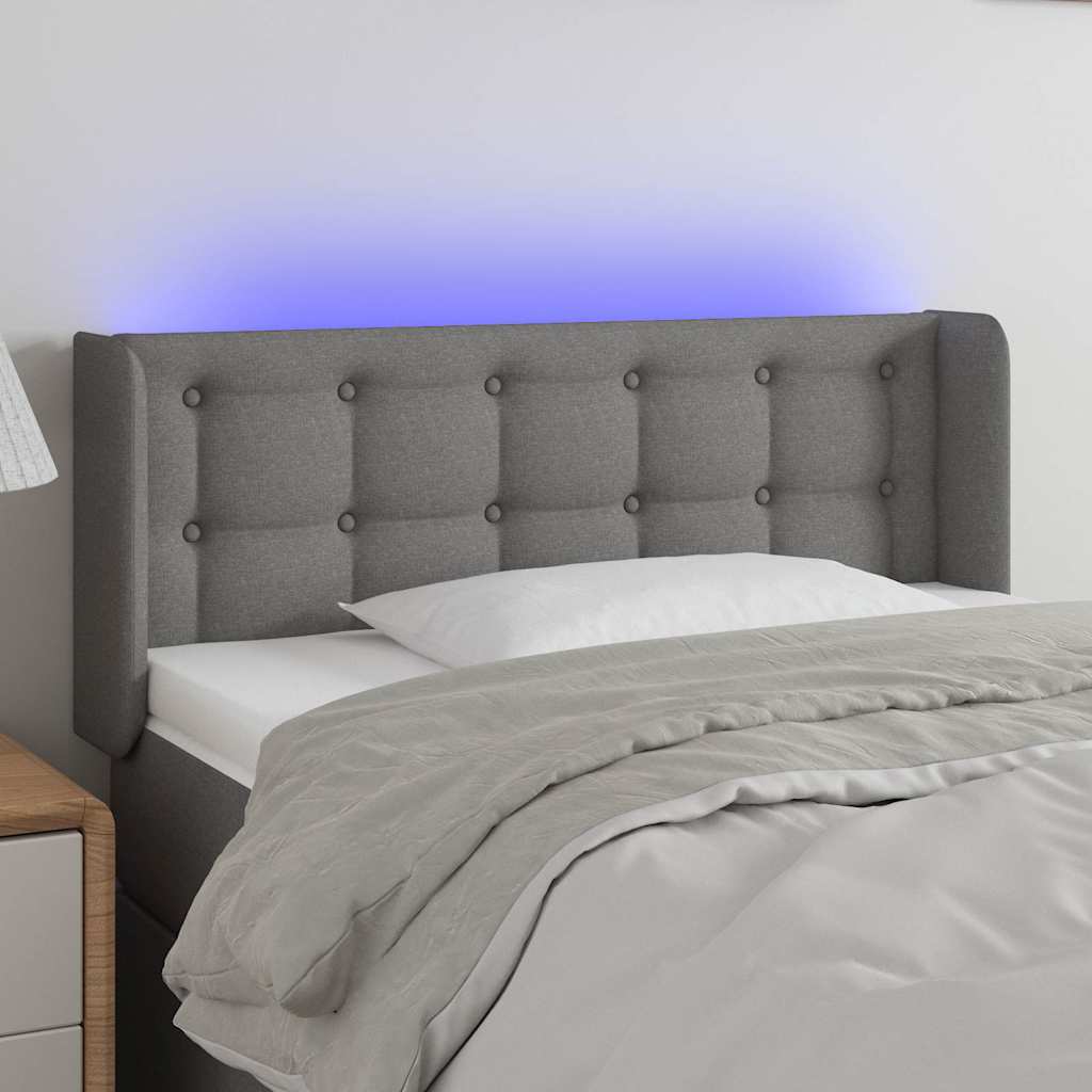 Vidaxl hoofdbord led 103x16x78 88 cm stof donkergrijs