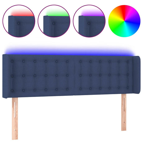 Vidaxl hoofdbord led 147x16x78 88 cm stof blauw