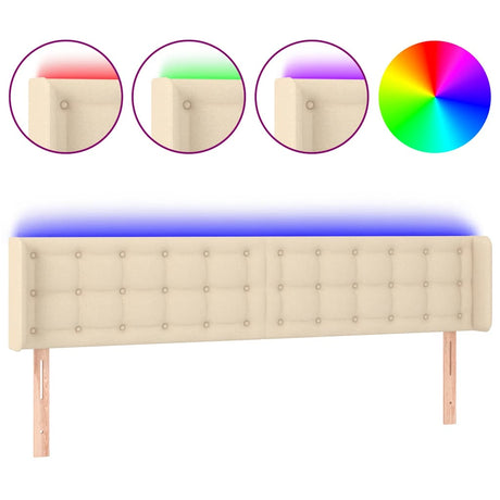 Vidaxl hoofdbord led 163x16x78 88 cm stof crèmekleurig