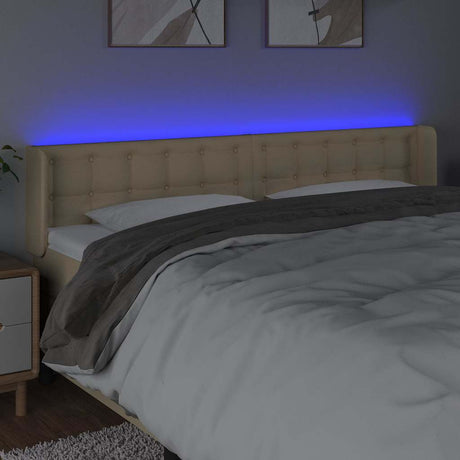 Vidaxl hoofdbord led 163x16x78 88 cm stof crèmekleurig