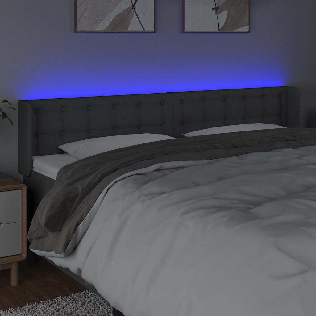 Vidaxl hoofdbord led 183x16x78 88 cm stof donkergrijs