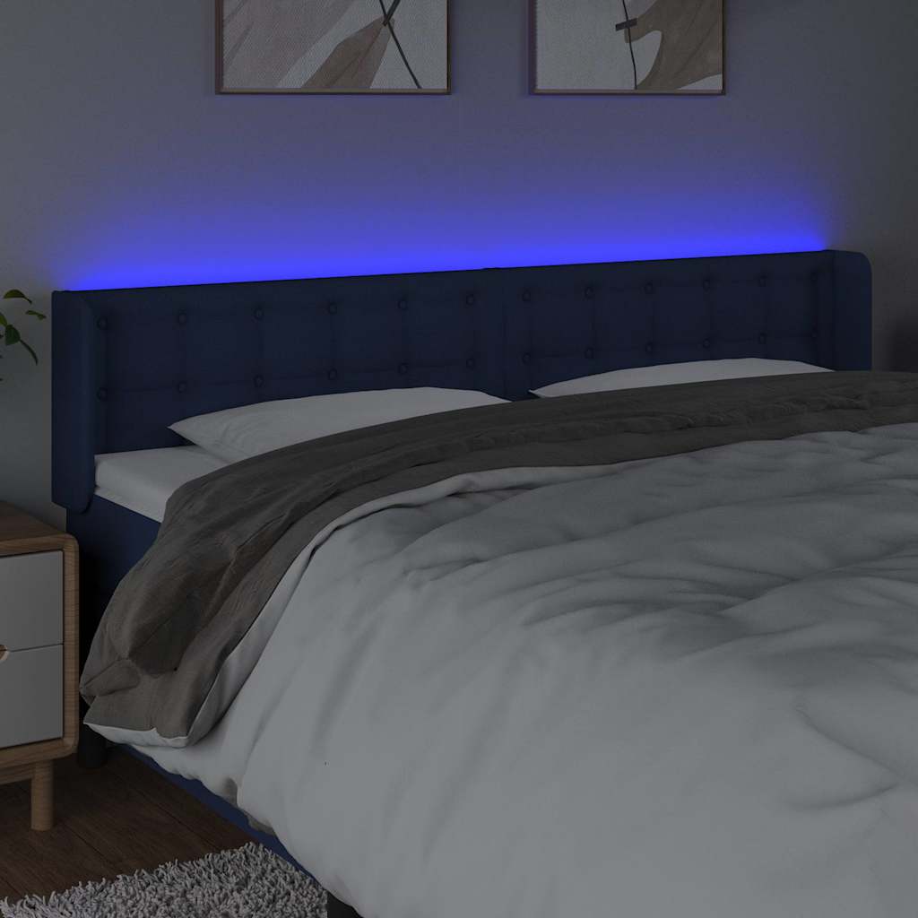 Vidaxl hoofdbord led 203x16x78 88 cm stof blauw