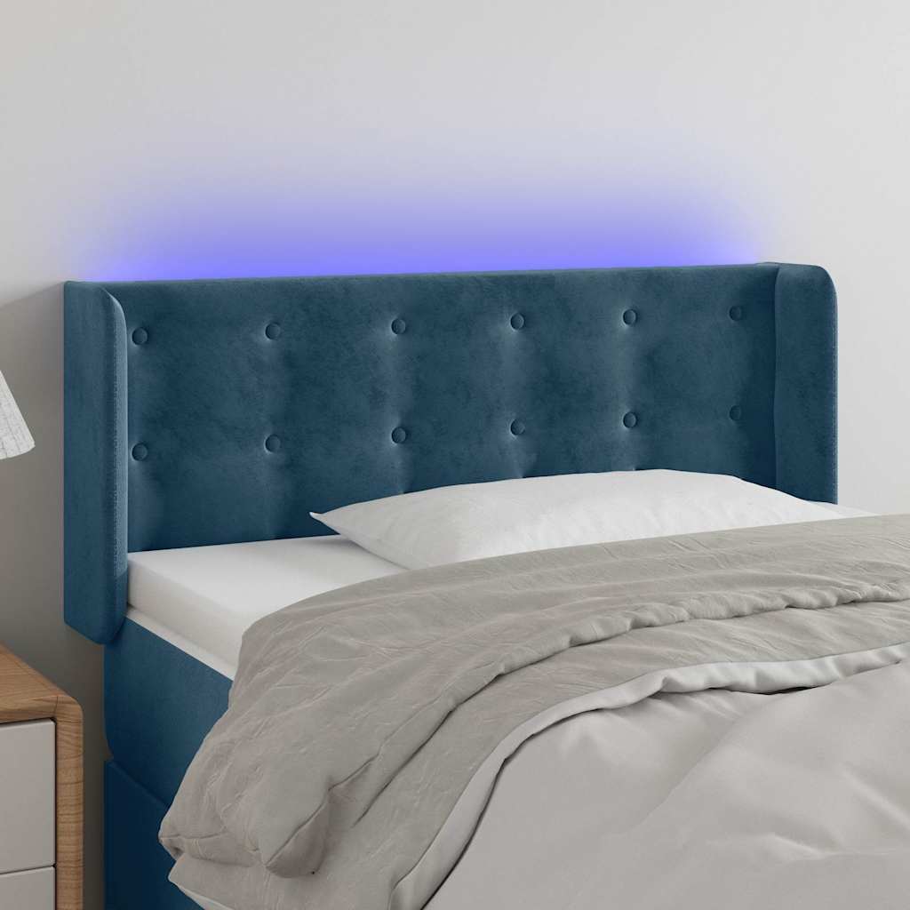 Vidaxl hoofdbord led 103x16x78 88 cm fluweel donkerblauw