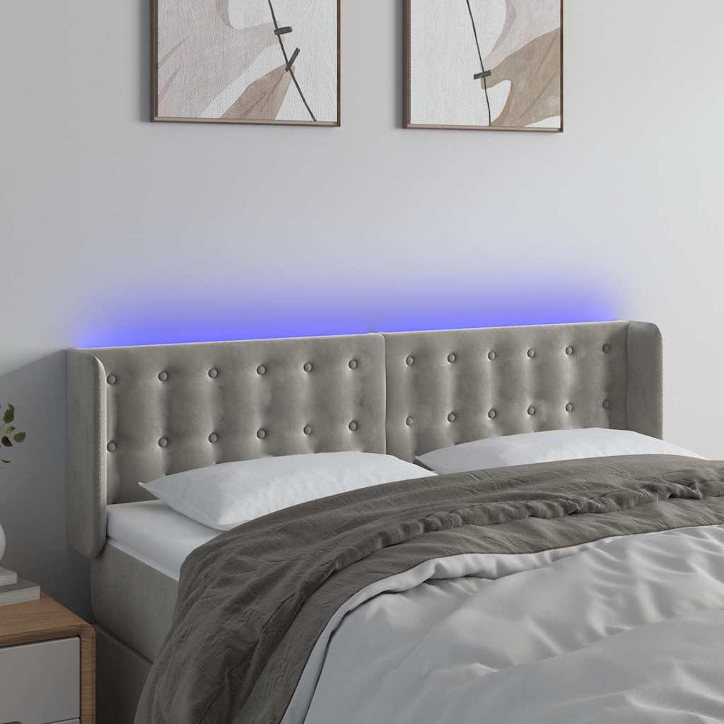 Vidaxl hoofdbord led 147x16x78 88 cm fluweel lichtgrijs