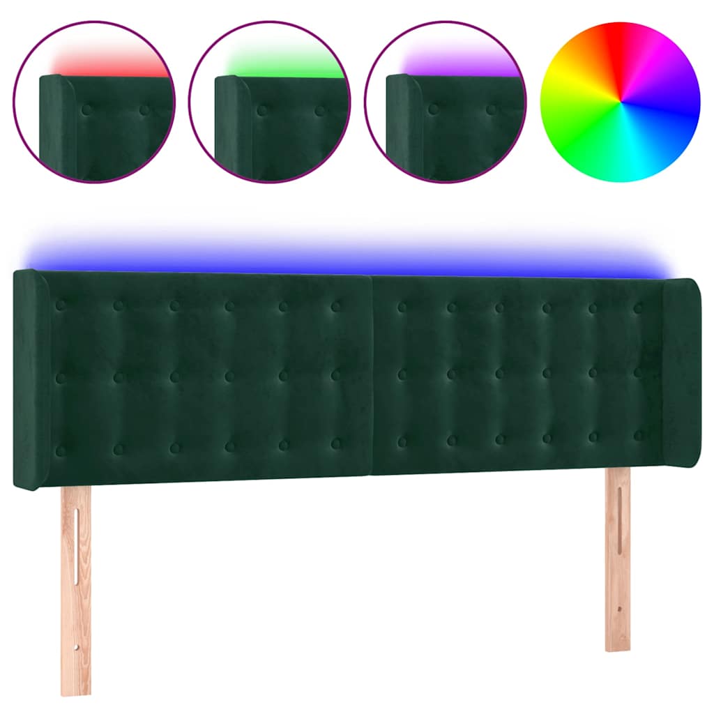 Vidaxl hoofdbord led 147x16x78 88 cm fluweel donkergroen